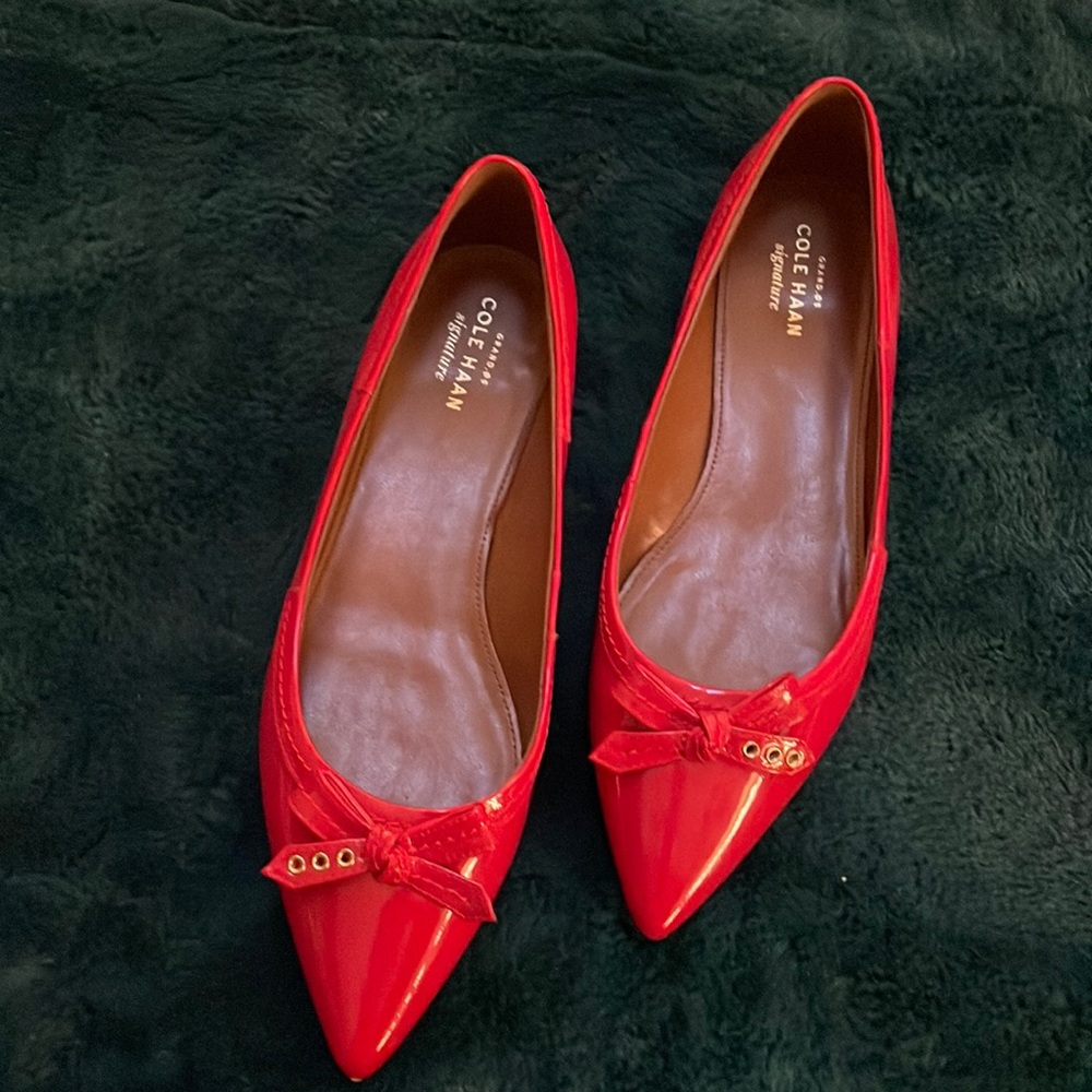 Cole Haan Red Patent Leather Flats, Size 7.5